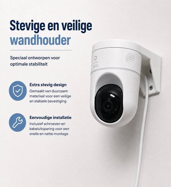 Eufy 2K Indoor Camera Wandbeugel - Muurbeugel - Wandhouder - Beveiligingscamera Beugel - Pan & Tilt Camera Mount - Binnencamera Houder - Witte Camera Bevestiging - Wit — afbeelding 4