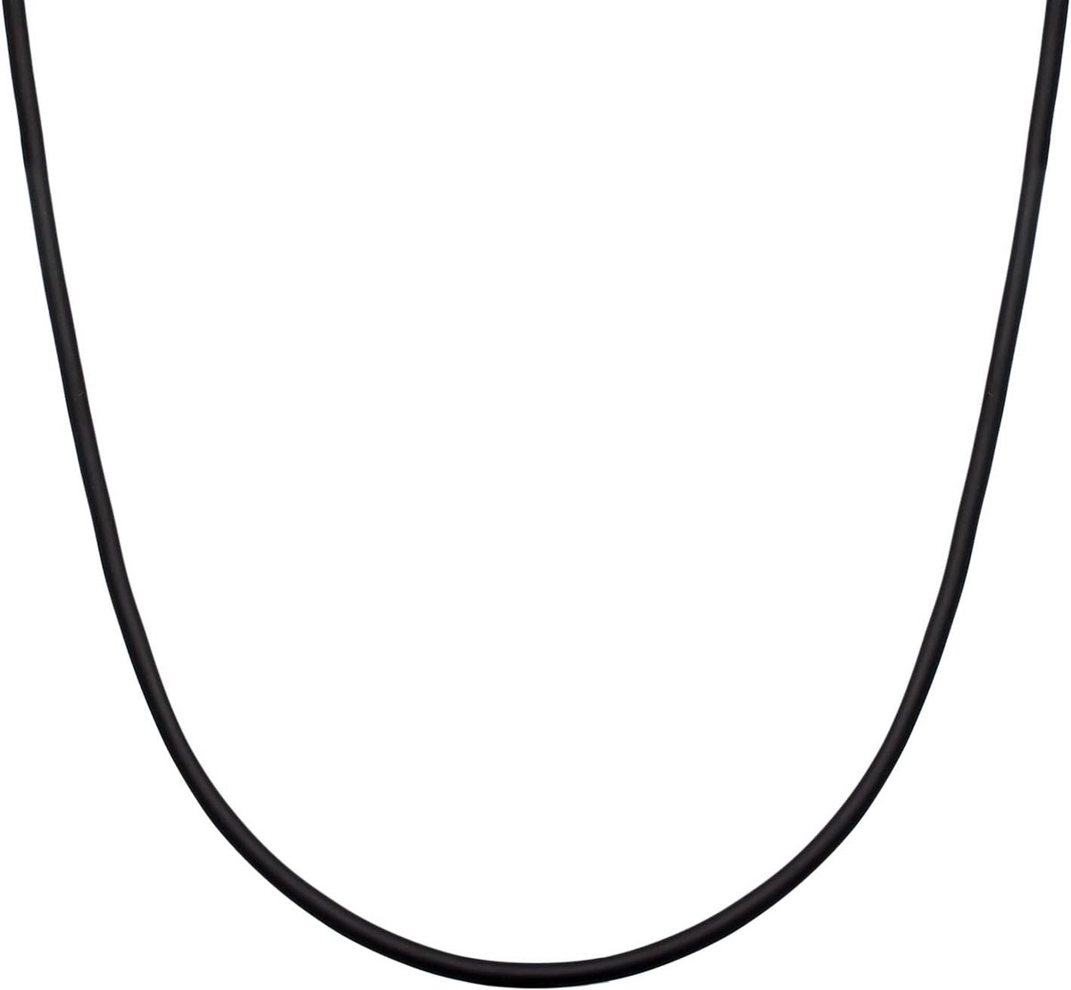 0102540923 Herenketting met rubberen band voor heren, zwart met karabijnhaak, herenketting (3 mm) van 925 sterling zilver, lengte 50 cm, Sterling zilver Kunststof