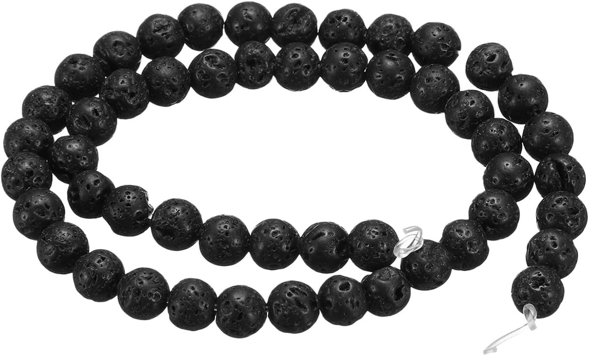 Kralen, 6 mm, zwarte vulkanische ronde edelstenen, losse echte authentieke gladde kralen, voor het maken van sieraden, armbanden, halskettingen, oorbellen