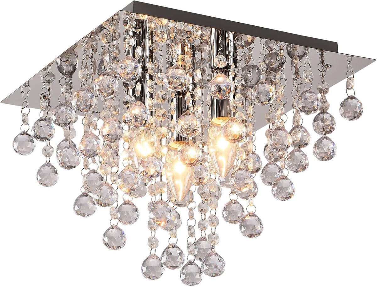 plafondlamp CRIS 10145 Ø 32 cm chroom pol., helder met inzetstukken