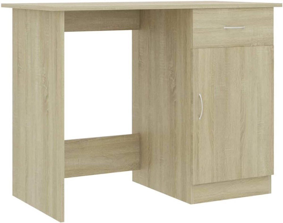 Bureau, computerbureau, pc-tafel, bureautafel, kantoortafel, kantoortafel, werkruimte, bureautafel, opbergtafel, laptoptafel, 100 x 50 x 76 cm, met lade en een deur
