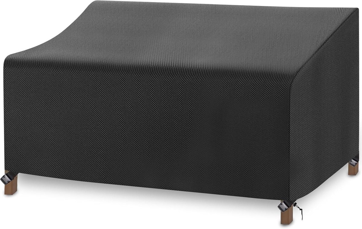 Bankhoes voor buiten, waterdicht, beschermhoes met verstelbare gespen, verstelbaar touw, winddicht, uv-bescherming, Oxford 420D (zwart, 236 x 102 x 61/89 cm)