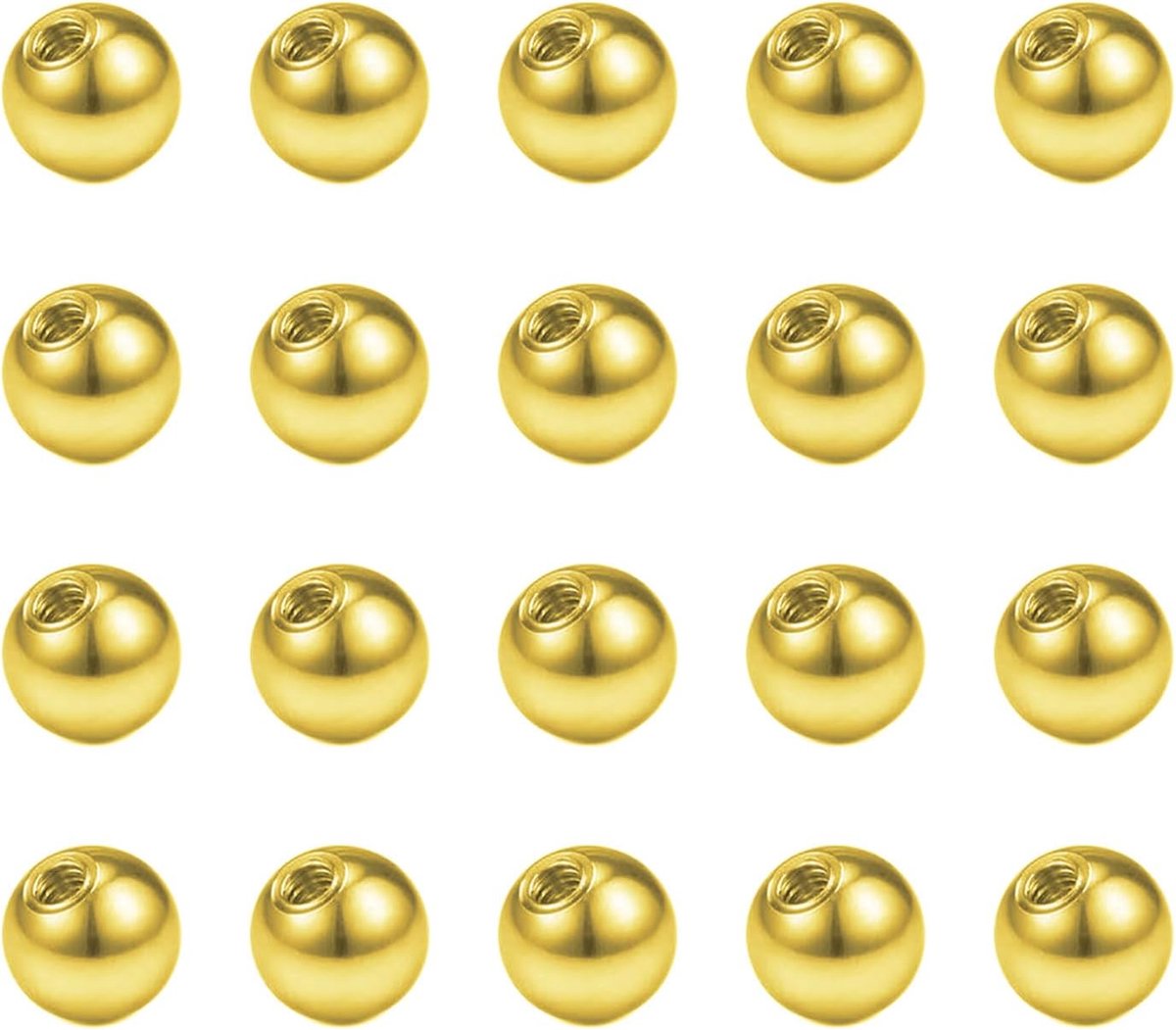 20Pcs Piercing Schroef Ballen 16G Goud Rvs Vervanging Ballen 3mm 4mm 5mm 6mm Voor Lip Labret Septum Wenkbrauw Helix Piercing