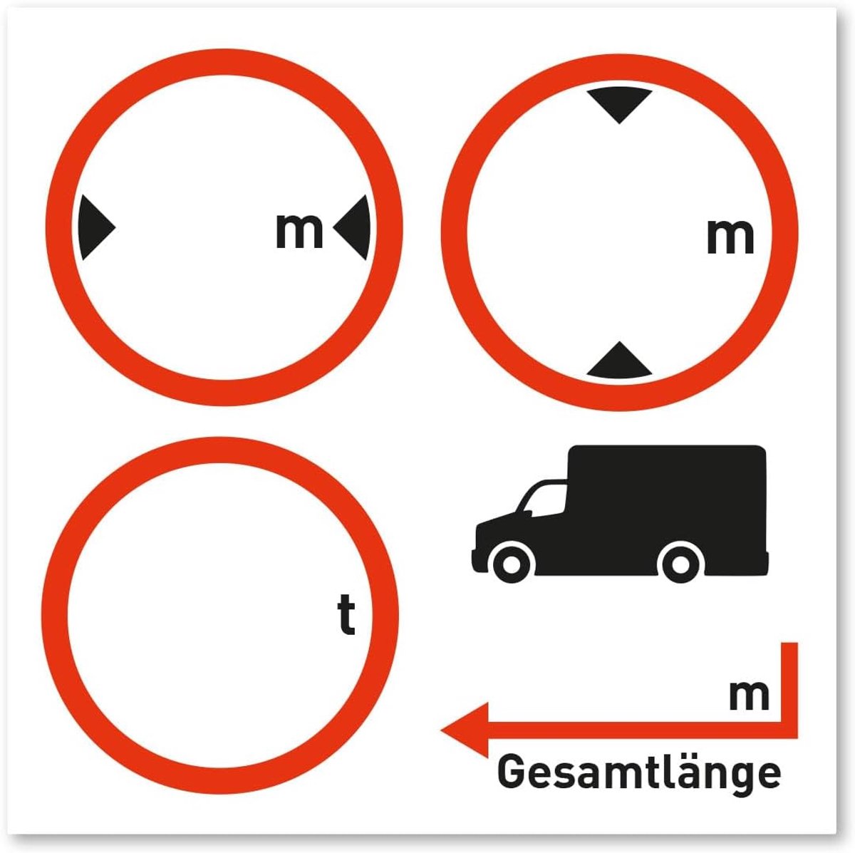 ISecur voertuig afmetingen sticker 7 x 7 cm - hin826 | Herschrijfbaar etiket voor het tonen van transportafmetingen