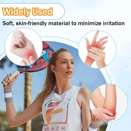 4 stuks polsbandages, ademende polsband, elastische en verstelbare polsbeschermer, verstelbare polssteun, handbandage voor sport, fitness (grijs/wit) — afbeelding 3