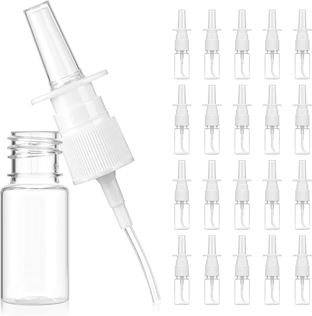 20 stuks, navulbare fles voor neusreiniging, doorzichtige lege neusnevelsproeier, rhinitisverzorging, draagbare plastic container voor thuis en op reis (10 ml)