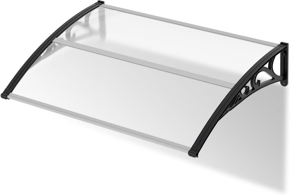 Luifel voor voordeur, 150 x 100 cm, polycarbonaat overkapping, overkapping 6 mm, PP-houder, transparant boogluifel, extreem weerbestendig, beschermt tegen regen, sneeuw en uv-stralen