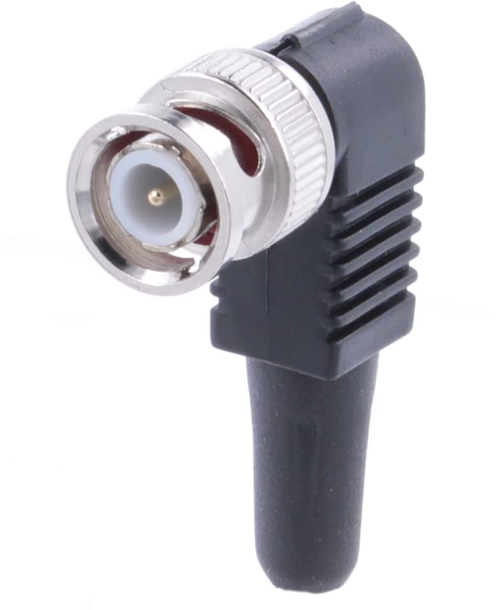 Coaxiale Connector 90º Gehoekt, Soldeerloos Gehoekt en Zwarte Behuizing CCTV