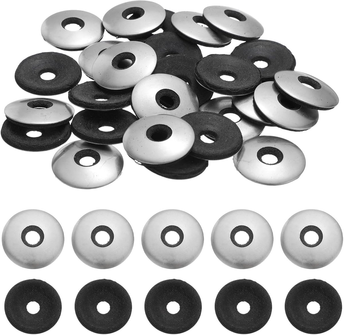120 stuks afdichtringen van roestvrij staal met EPDM 5/16 inch x 1 inch neopreen dempingsschijf voor schroeven machineschroeven (M8 x 25 mm)