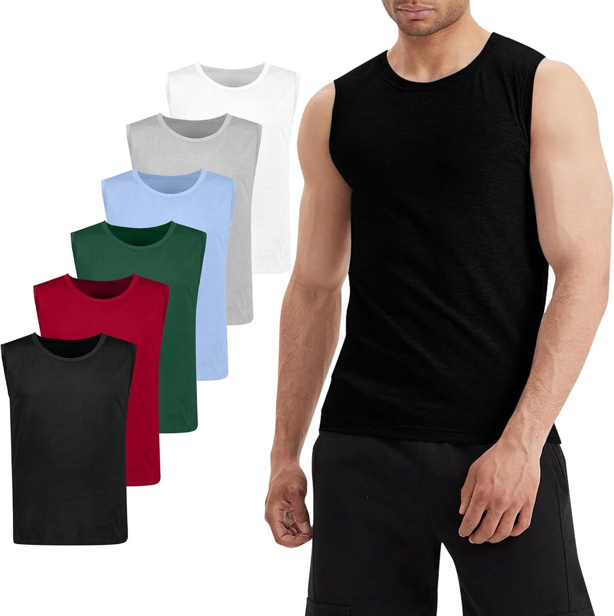 Heren T-shirt met ronde hals van katoen Basic korte mouwen Top 3/6 Pack 8101
