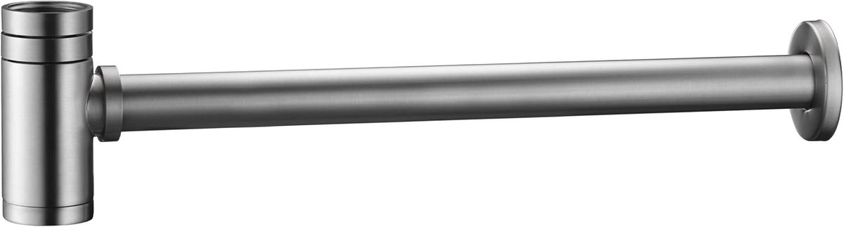 Sifon voor wastafel of bidet, afvoergarnituur - val met reinigingsopening + installatiehandleiding - designsifon, buissifon (geborsteld nikkel)