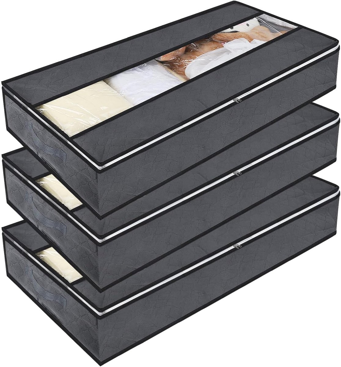 Onderbedcommode 3 stuks - 100 x 50 x 18 cm - kijkvenster - handige opbergoplossing voor onder het bed - ShopVlot
