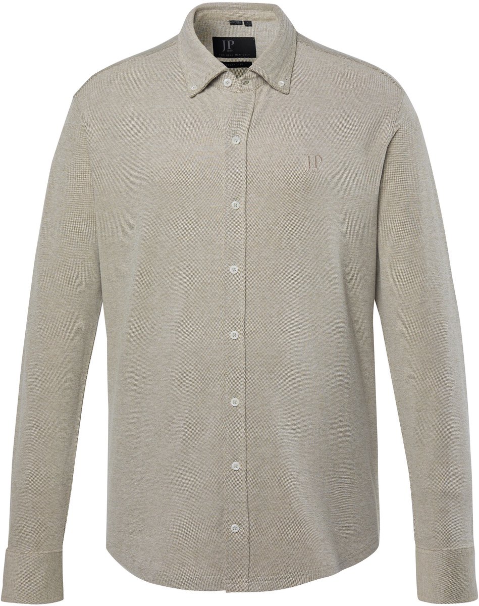 JP 1880 - Heren - Overhemd van piqué lange mouwen modern fit buttondown kraag - Kakigroen - Maat XXL