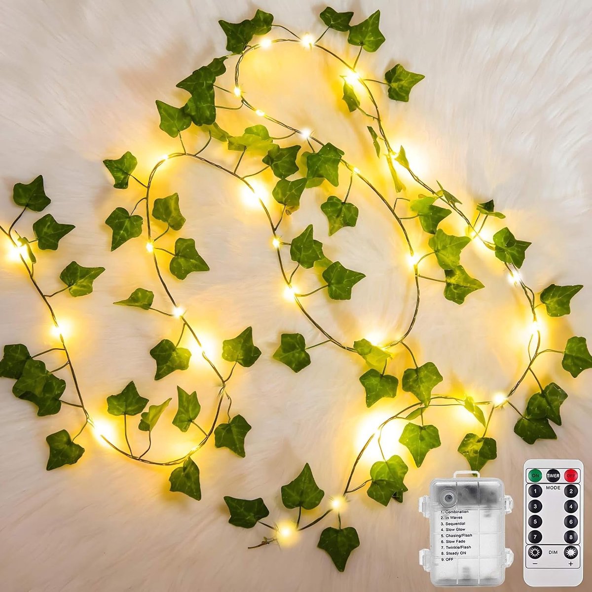 Ivy fairy lights 10 m 100 LED - met afstandsbediening - 8 modi - voor sfeervolle decoratie - ShopVlot