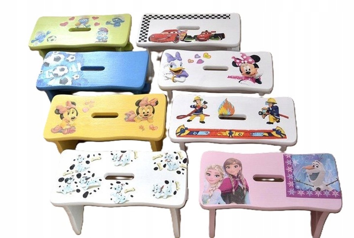 Houten Keukentabouret met Decoupage Decoratie - 26 cm Hoog
