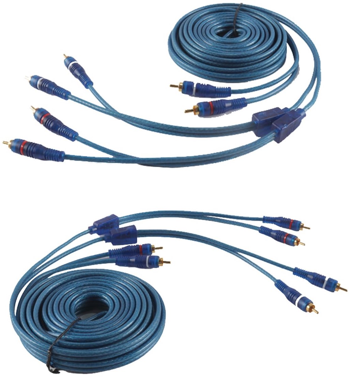 RCA auto audio kabel 5m - 2 naar 4 kanaal Y-splitter - volledig afgeschermd - helder stereo geluid - ShopVlot