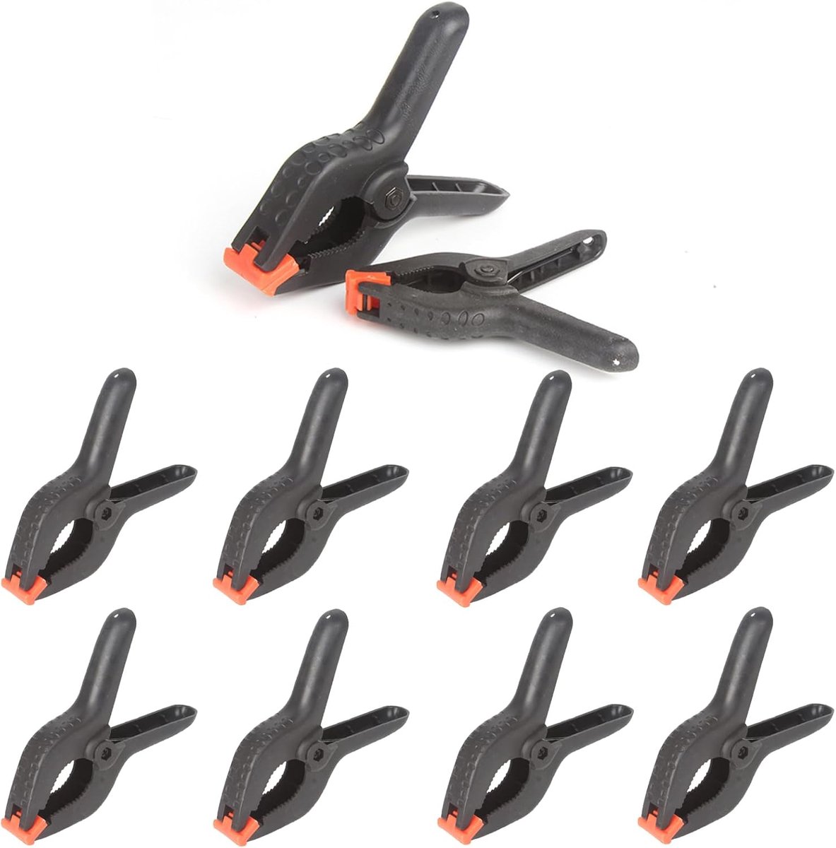SnelShoppen - 10 Pack Nylon Springklemmen, 3 Inch Klemmen, Robuuste Zwarte Nylon Klemmen, Lijmklemmen met Beweegbare Kaken, Spanklemmen voor Houtbewer