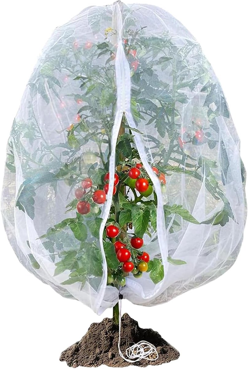 Plantbeschermnet 180 x 180 cm - met rits en trekkoord - herbruikbaar - optimale bescherming voor planten - ShopVlot