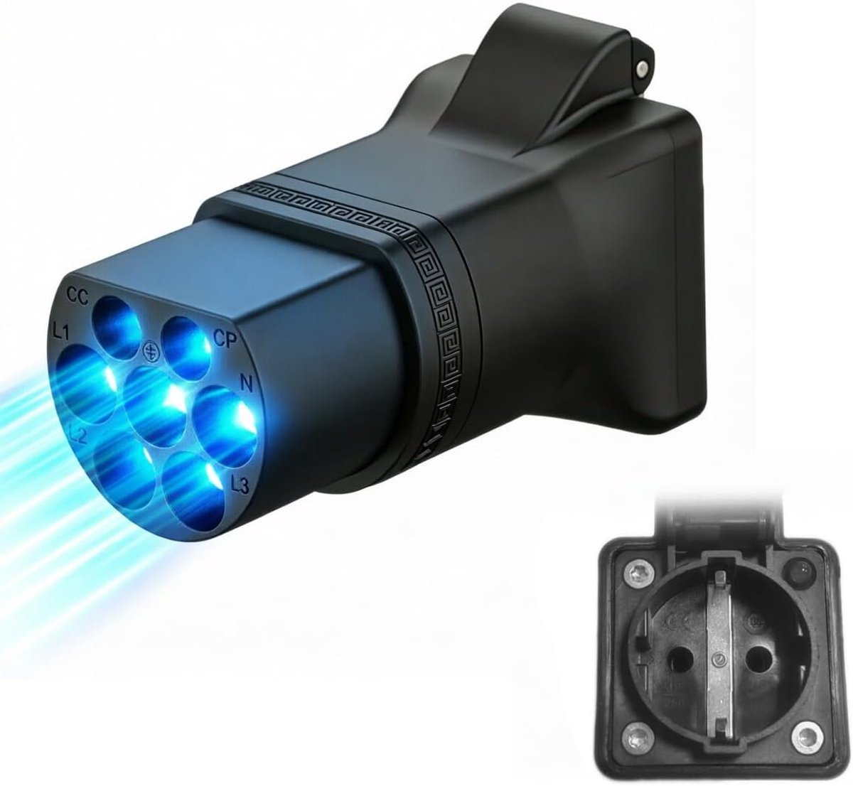 Type 2 naar Schuko Adapter - 3520W - 16A - 220V - Voor elektrische voertuigen - ShopVlot