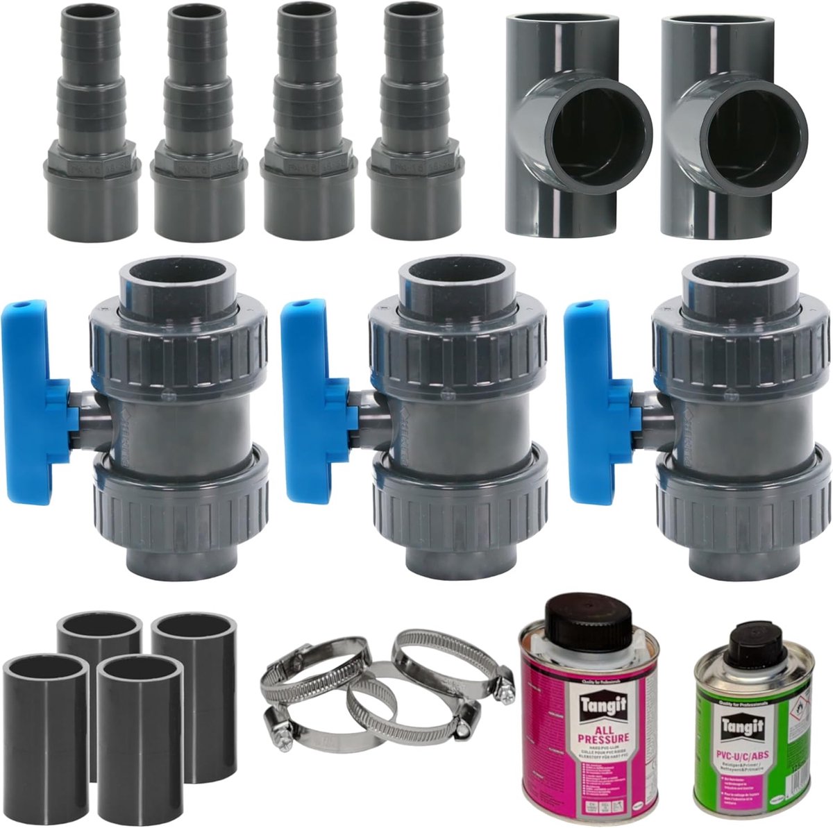 Bijpasset Bypass Set Basic - PVC - Eenvoudige montage - Optimale waterdoorstroming voor zwembadverwarming - ShopVlot
