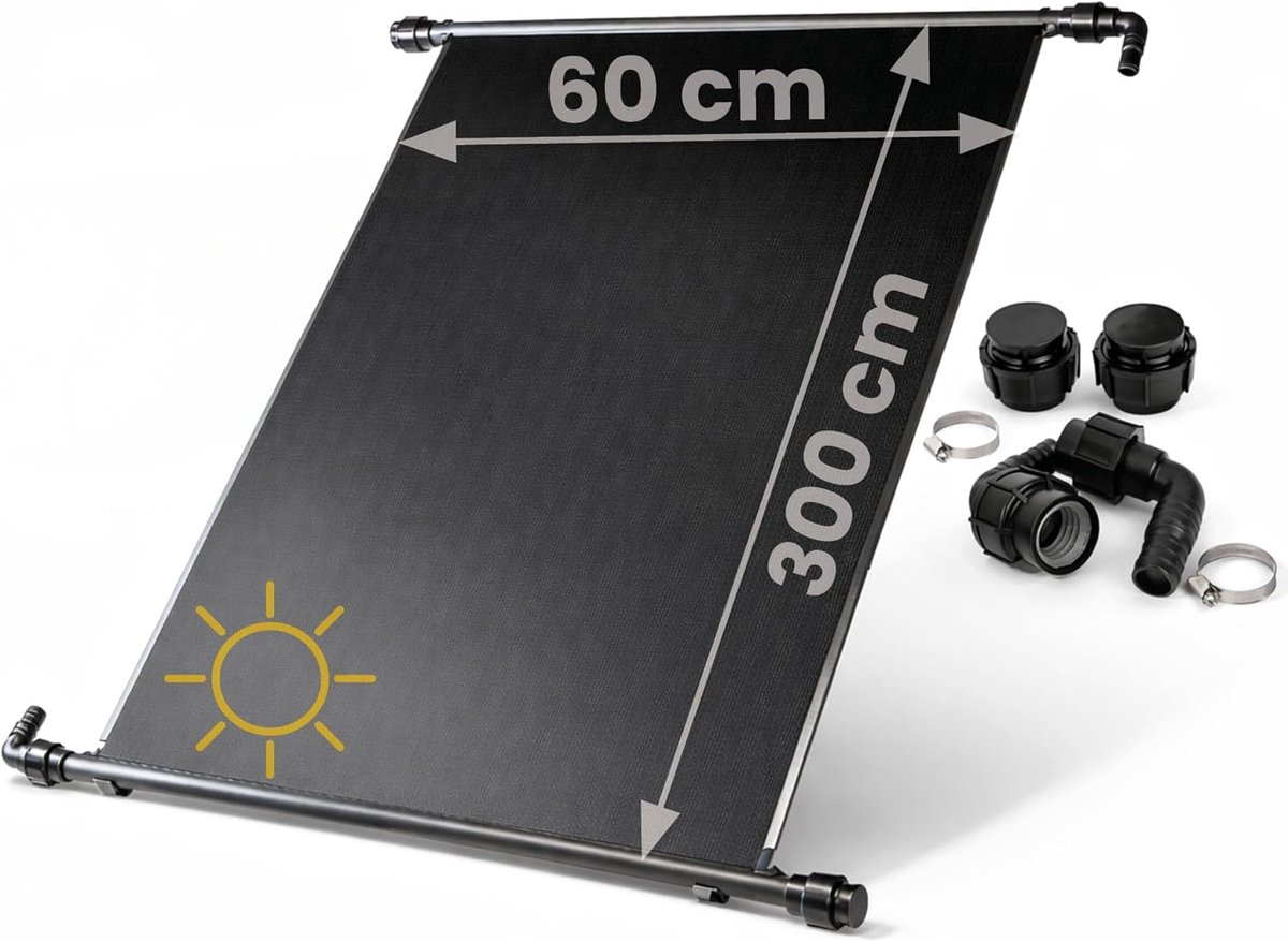Solar collector 300 x 60 cm - zonder 3-weg zonnepaneel - verwarmingsmat voor 10m³ zwembad - tot 6°C waterverwarming - ShopVlot