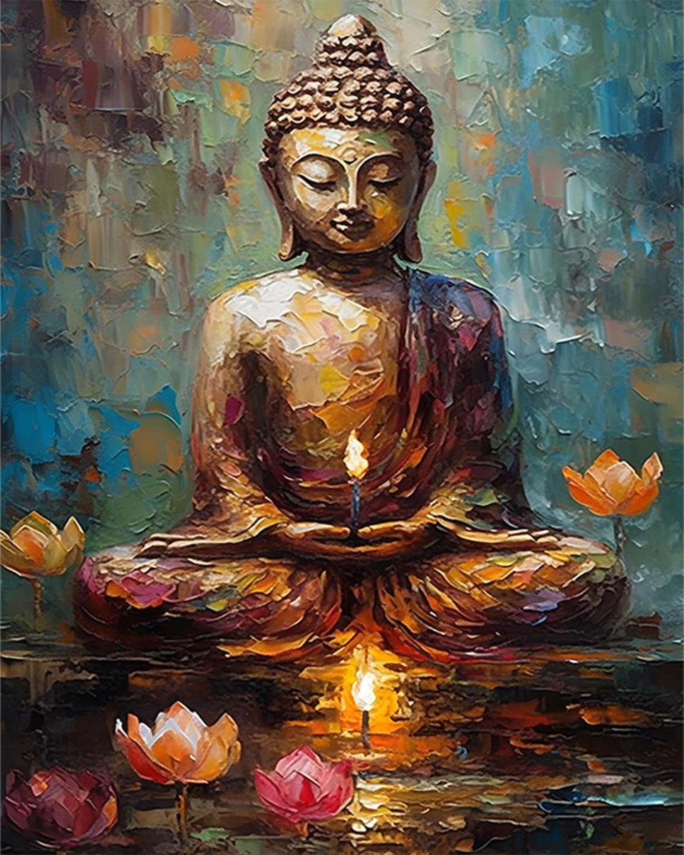 Schilderen op nummer voor volwassenen - Lotus schilderij 40 x 50 cm - Acrylaatverf en penselen - Creatieve ontspanning - ShopVlot