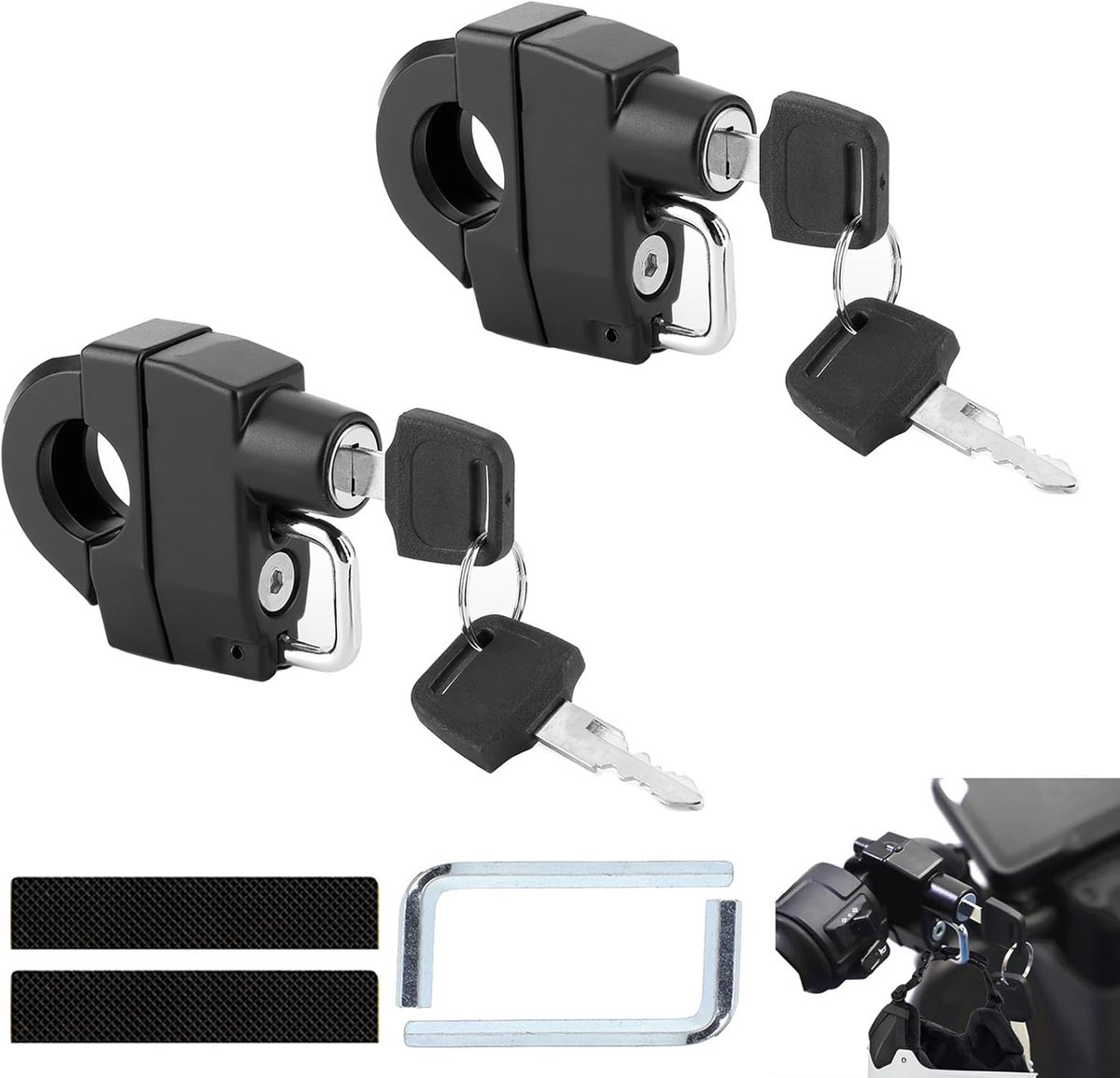 Motorhelm Slot Universeel - Met Sleutels - Voor 22-28 mm Stuurpijp - Bescherming voor Je Motorhelm - ShopVlot