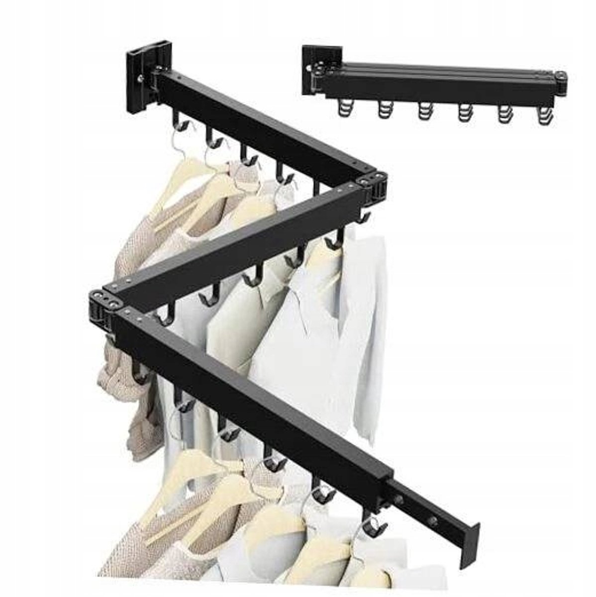 Opvouwbare wandkleerhanger 120 cm - ruimtebesparend en duurzaam aluminium