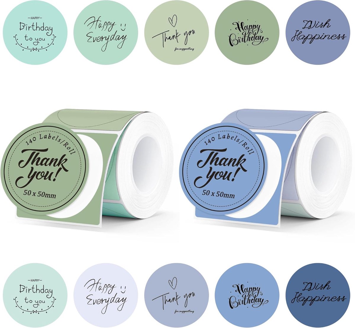 Thermische labels 50mm x 50mm rond - Multicolor zelfklevend - Compatibel met diverse printers - Ideaal voor etiketteren - ShopVlot