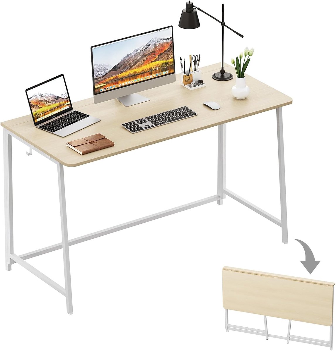 Vouwtafel 120cm - Beige - Ruimtebesparend design - Ideaal voor kleine ruimtes - ShopVlot