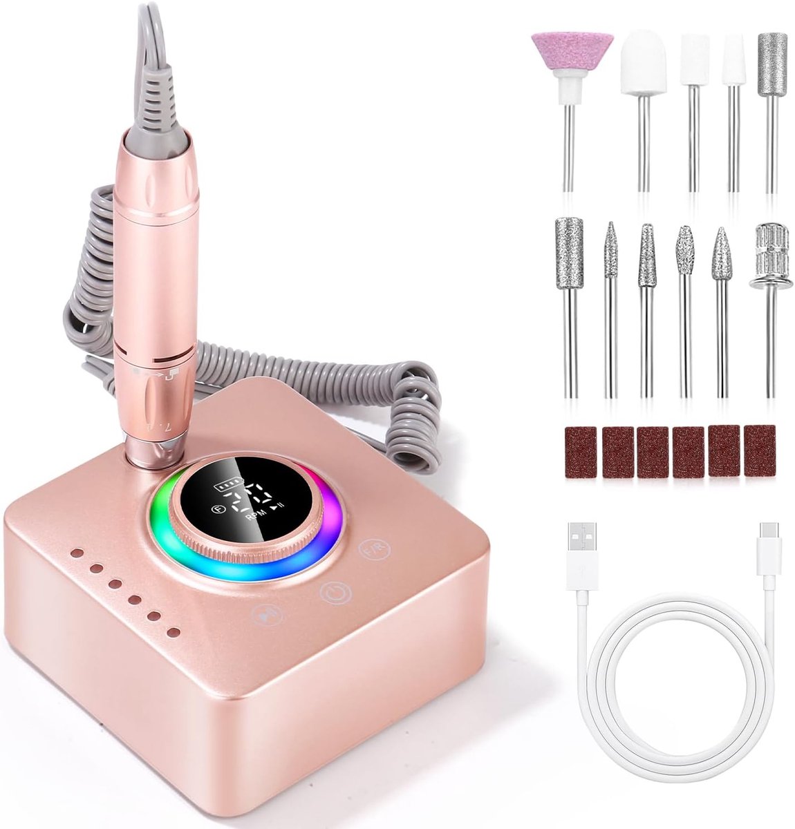SnelShoppen - Professionele Nail Sander 45.000 RPM Elektrische Vijl met LCD Display en Accessoire Set voor Manicure Pedicure Thuisgebruik