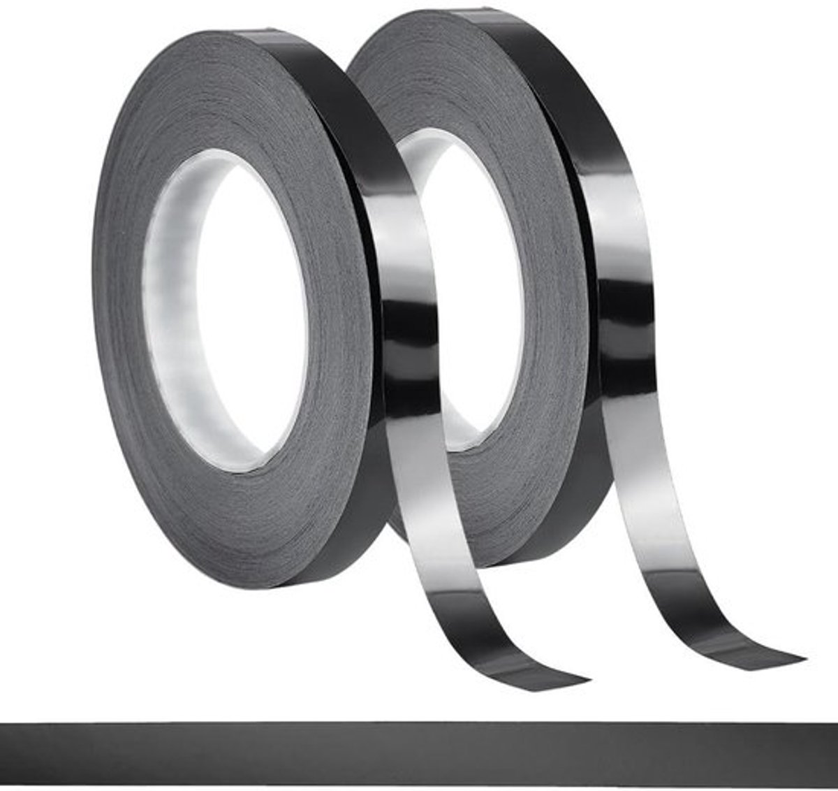 Metallic Plakband - Zelfklevende Tape voor Decoratie, Grafische Kunst en Meer - Zwart - 1,5 cm Breed - 50 m/rol