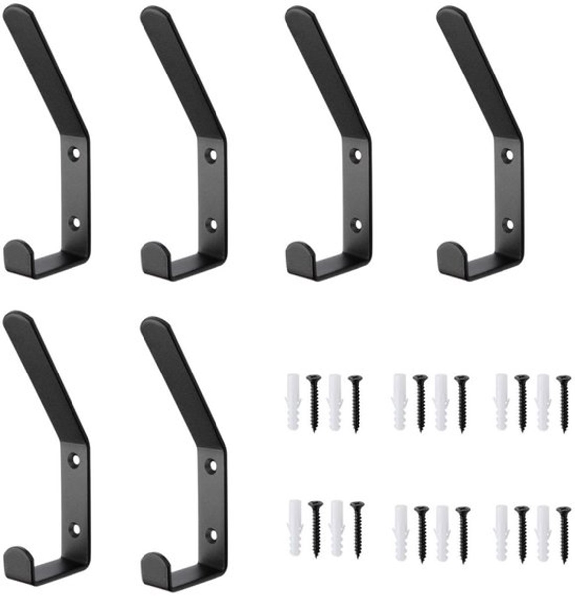 6 stuks zwarte metalen kledinghaken - Ophanghaken - garderobehaken haken - voor akoestische panelen - moderne kapstok - wandhaken voor jassen, mantels, hoed, sjaals, handdoeken, handtassen en meer(13,8 cm)