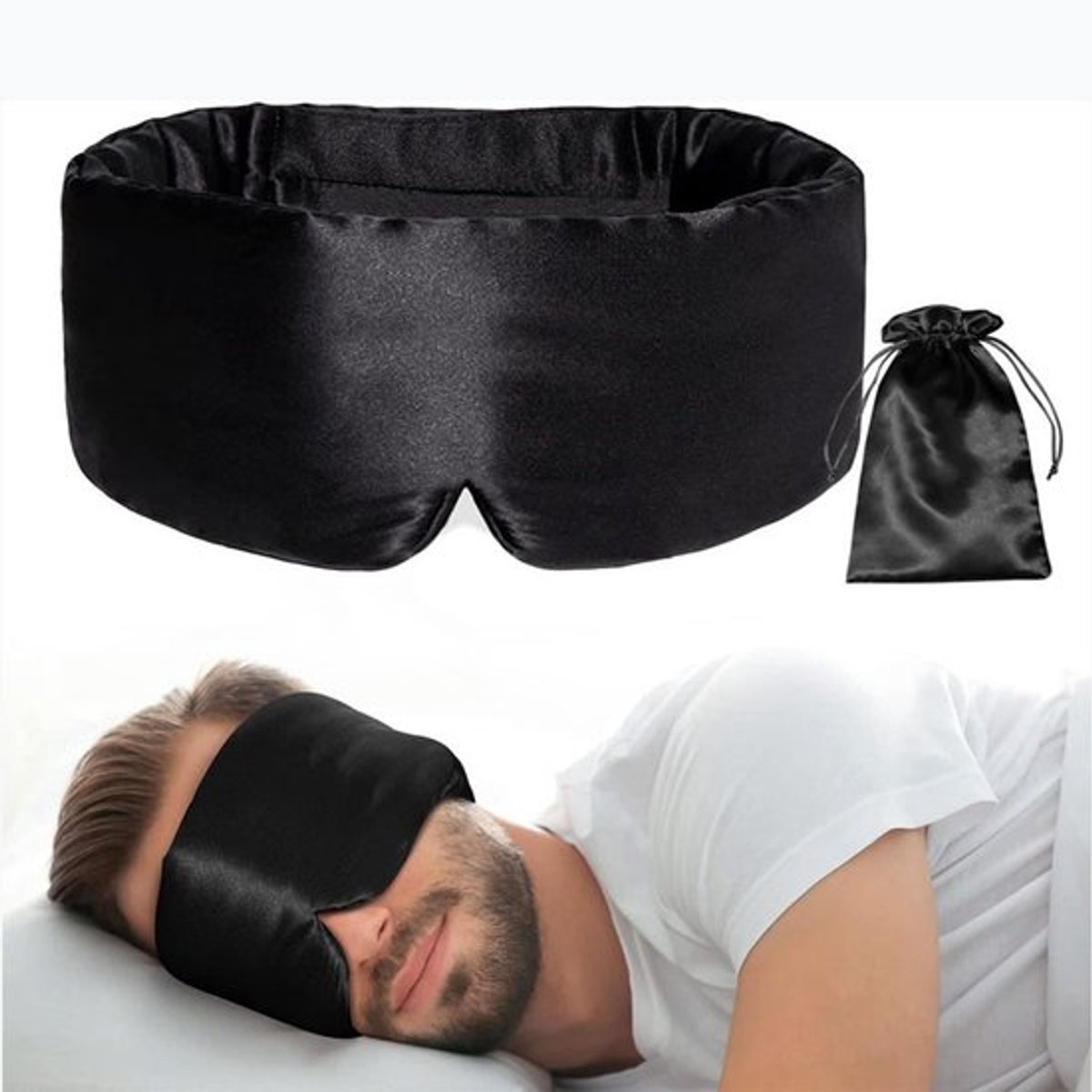 Slaapmasker voor zijslapers, unisex, past zich aan het gezicht aan, met verstelbare bandjes, geschikt om te dragen tijdens het slapen (zwart).