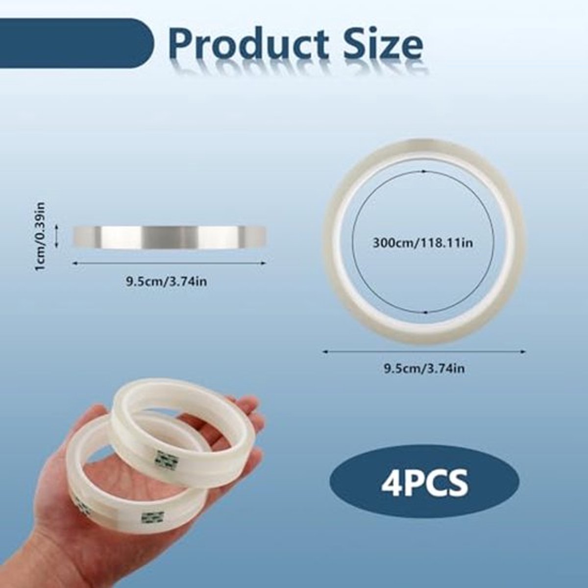 4 Rollen 10mm x 33m Hittebestendige Lijmtape Transparante Tape voor Hittepers, Krimpbanden, Hoge Temperatuur Weerstand