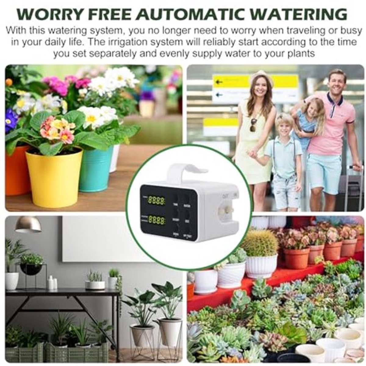 Irrigatiesysteem, Automatische Bewatering voor Kamerplanten en Balkon, Verstelbaar Micro Drip Systeem, Verhoogde Bloembedden, Drip Irrigatie voor Bloembedden, Tuin, Tot 20 Potplanten