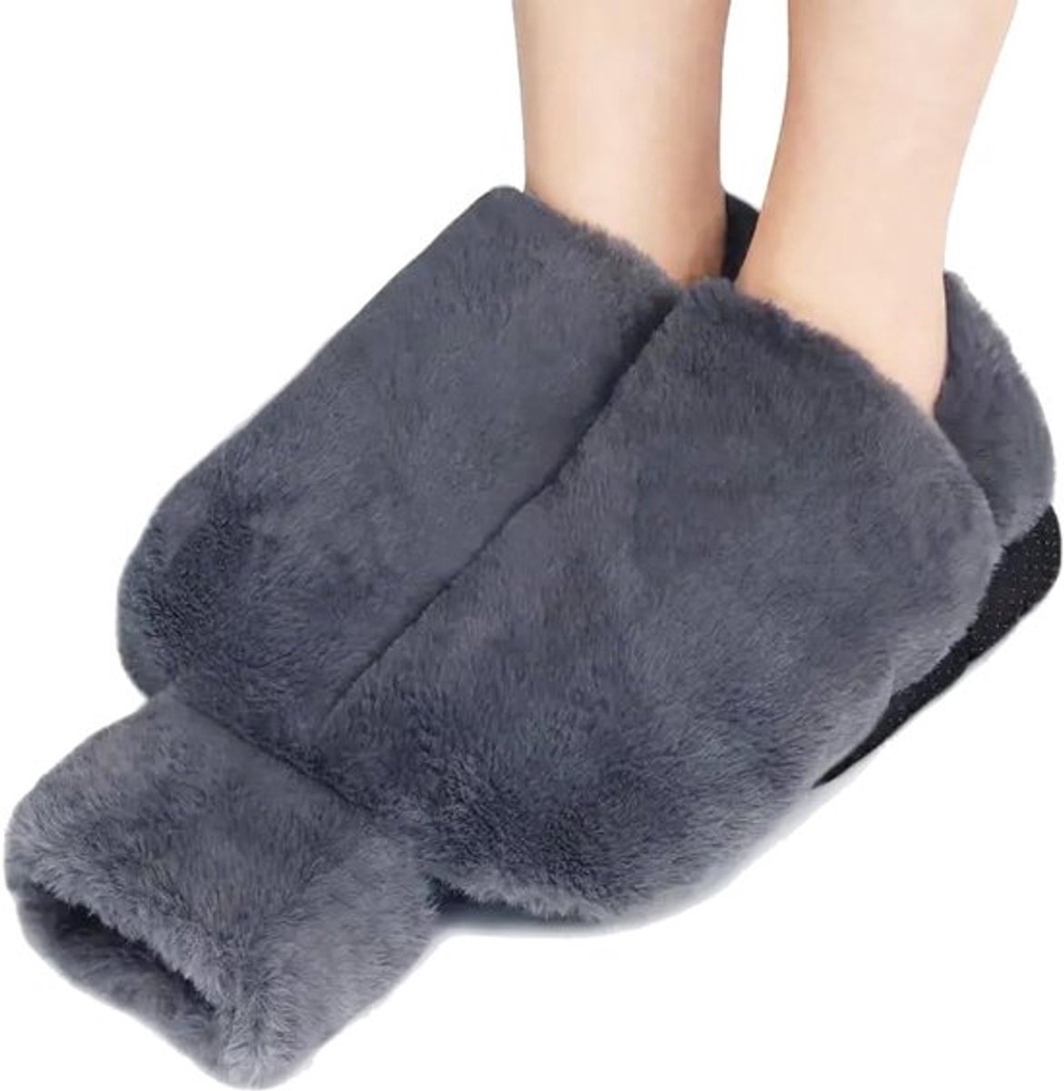 Warmwaterkruik met Voetenwarmer - voetwarmer - fleece - heerlijk warme voeten - 2 liter - Grijs