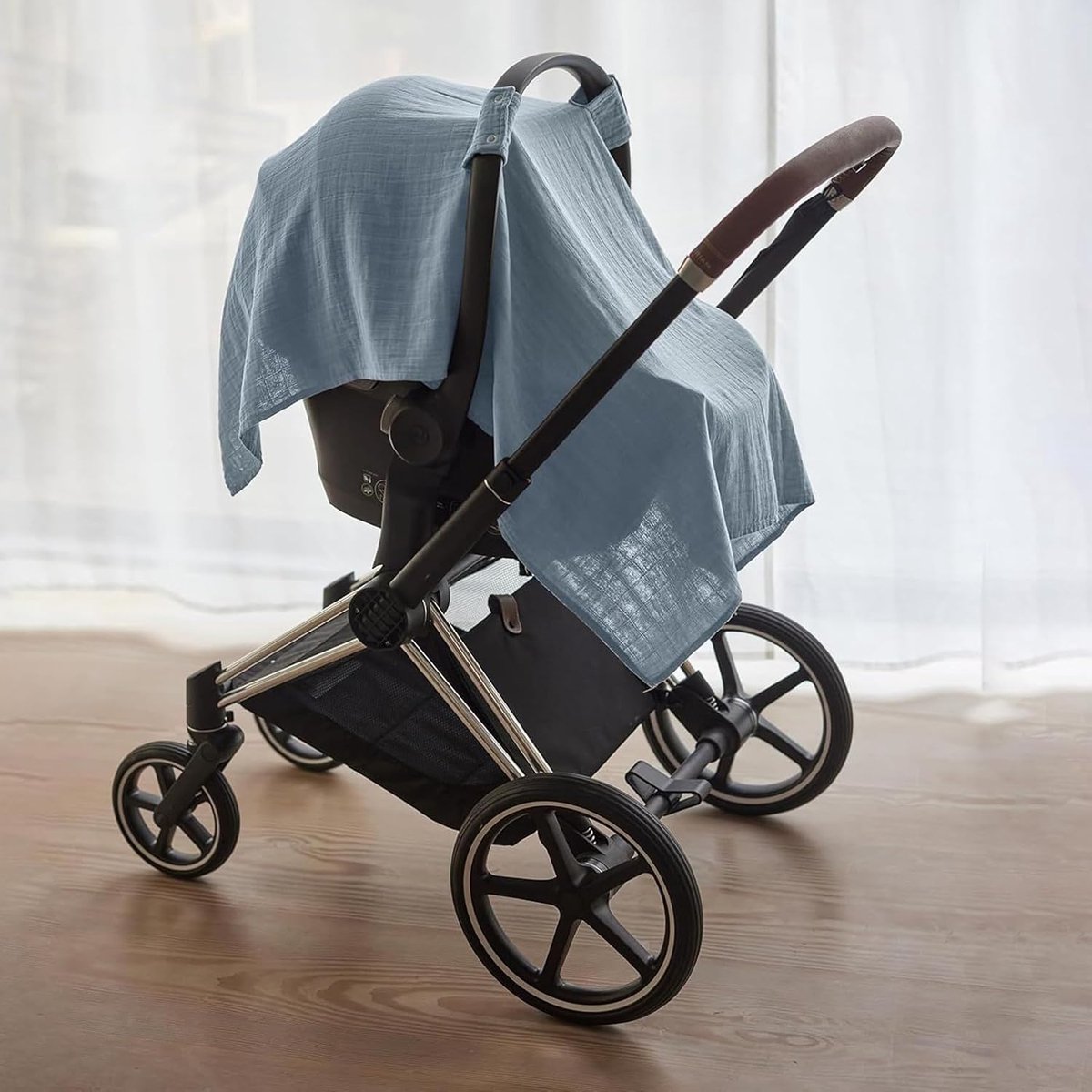 Baby Autostoelhoes - Zonnekap Kinderzitje - Veilig Reizen - Huidvriendelijk Katoen - 20 x 7 x 2 cm - Blauw