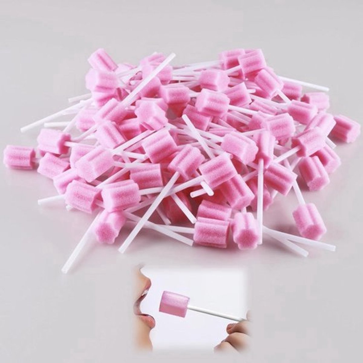 Wegwerp mondverzorgingsspons - 100 stuks - Reiniging tandheelkundige klinieken - Draagbare mondspons - Wegwerp mondverzorgingsstaafjes - 98 cm lang