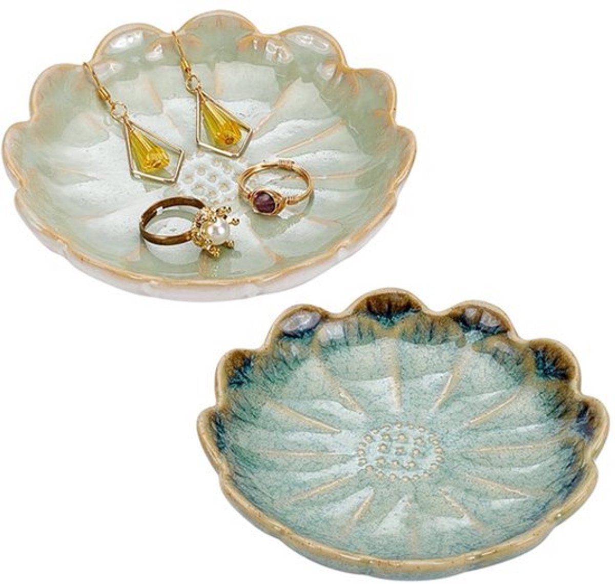 Lotus Flower Sieradenhouder - 2 Kleuren - Keramisch Design - Ideaal voor Ringen en Oorbellen