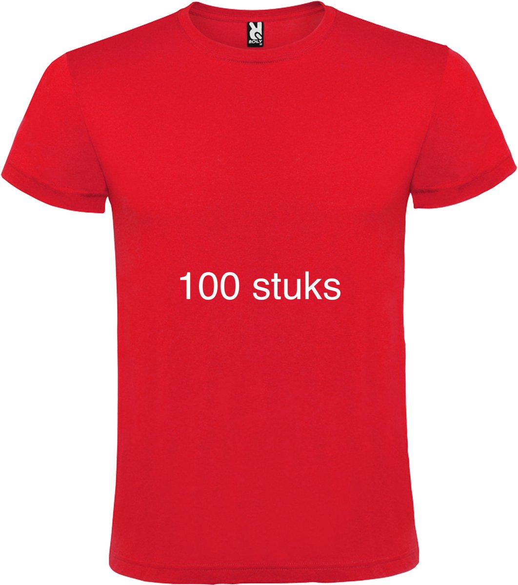 100 stuks voordeel pack Rode basic t-shirts Roly Atomic maat 5XL