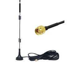 WLAN-buitenantenne (2,4 GHz / 5,8 GHz, MIMO, RP-SMA & SMA-male) – vervangende antenne voor draadloze beveiligingscamera's, wifi-routers, videobewakingssystemen en USB-wifi-adapters.