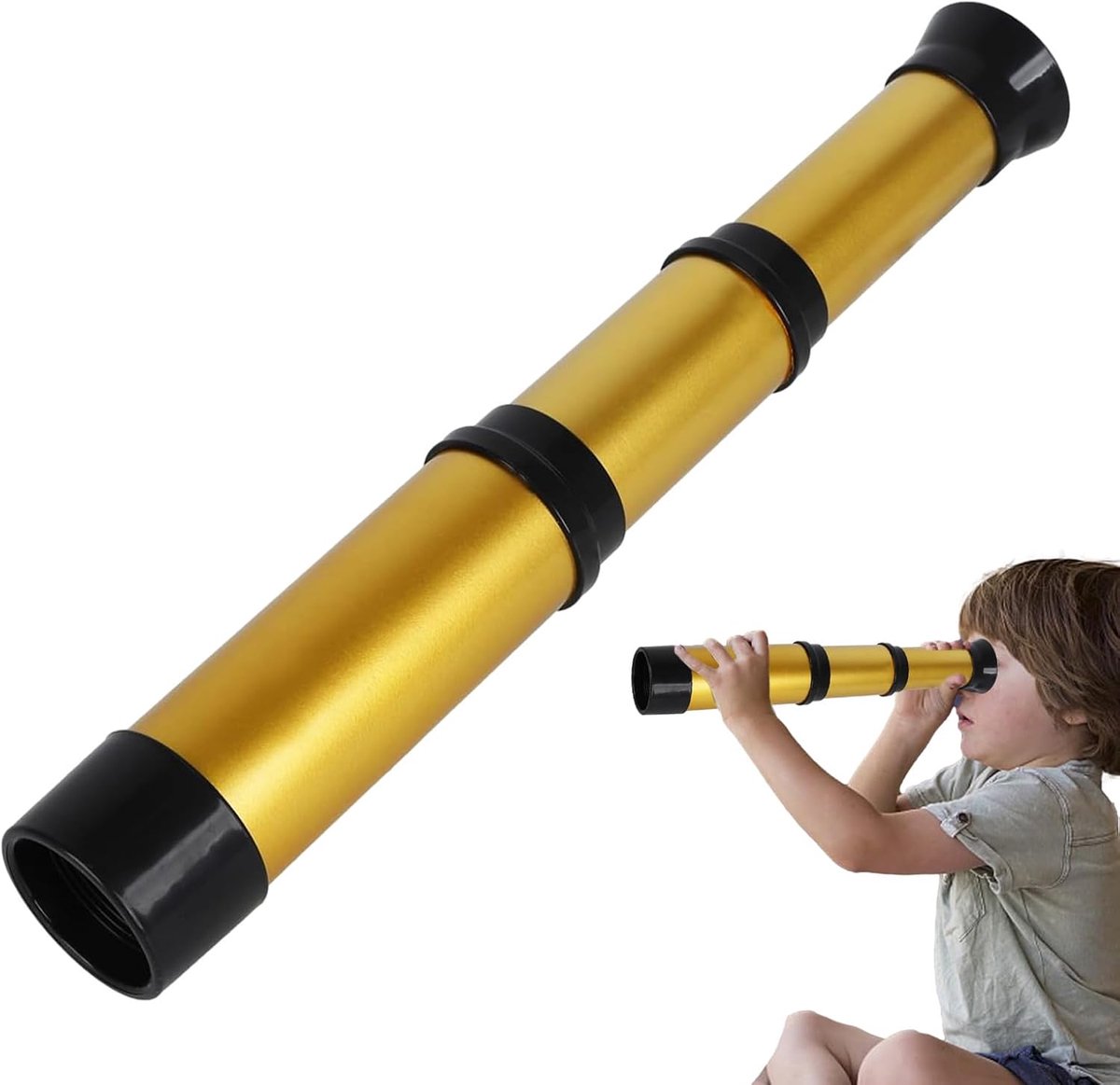 Kinder Telescoop - Piraten telescoop - 32 x 4.5 cm - Intrekbaar en draagbaar - Piraat - Piraten - Unisex - Buiten spelen - Buiten Ontdekken - Geschikt om te wandelen en te spelen - Goud