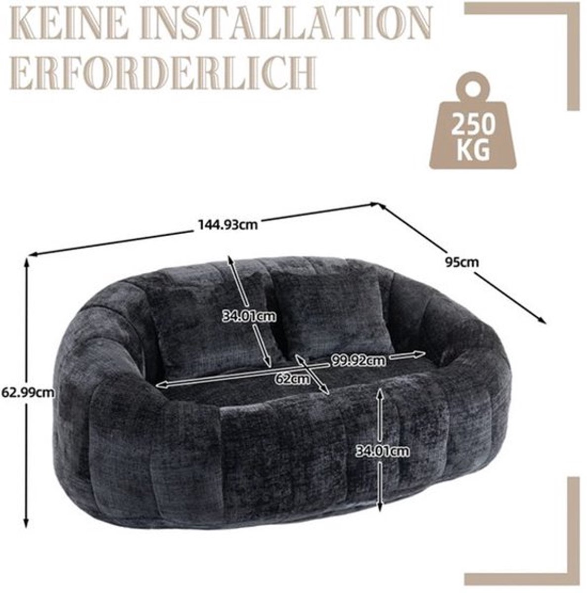 Zitzak – Zitzakstoel – Loungestoel – Zitzakbank – Relaxfauteuil – Hoge Rugleuning – Chenil