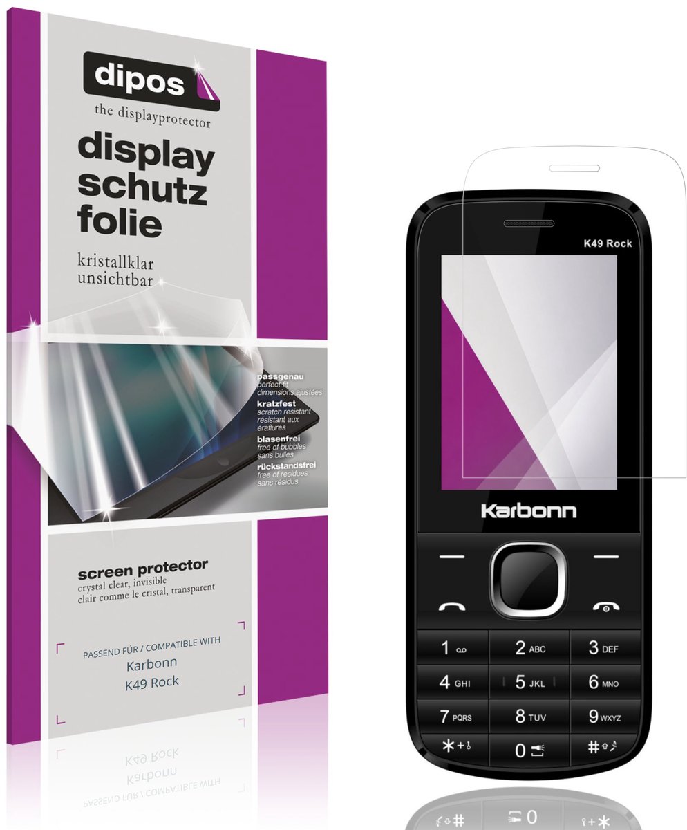 dipos – 4x Beschermfolie geschikt voor Karbonn K49 Rock | Krasbestendige & heldere Screenprotector Ultra-Thin