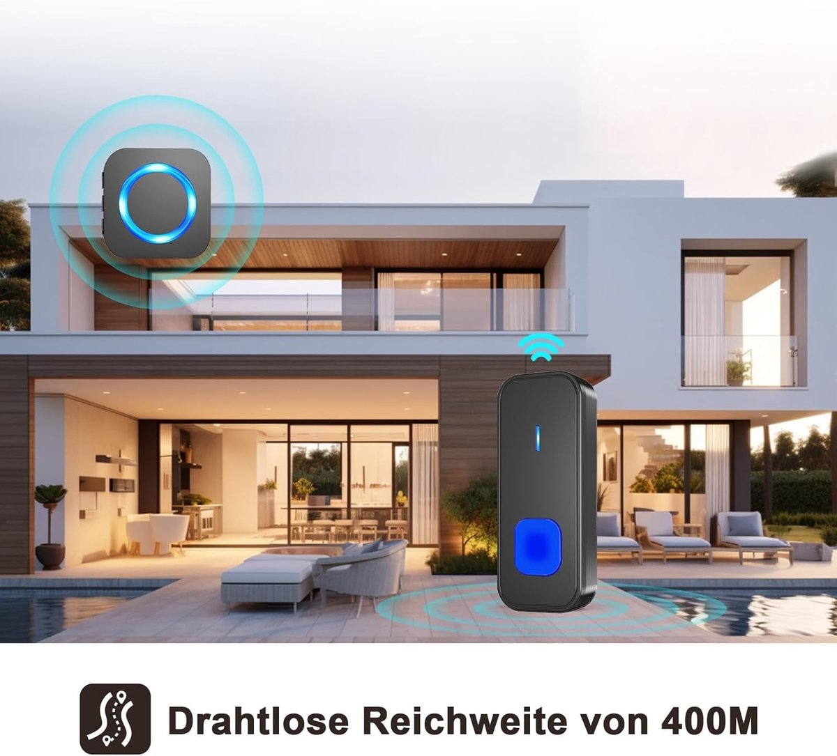 Draadloze Deurbelset - Waterdicht - 400 Meter Bereik - 55 Melodieën - Voor Buiten