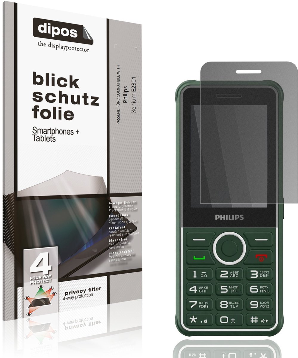 dipos – Matte Privacy Screenprotector geschikt voor Philips Xenium E2301 | Anti-Spy Beschermfolie