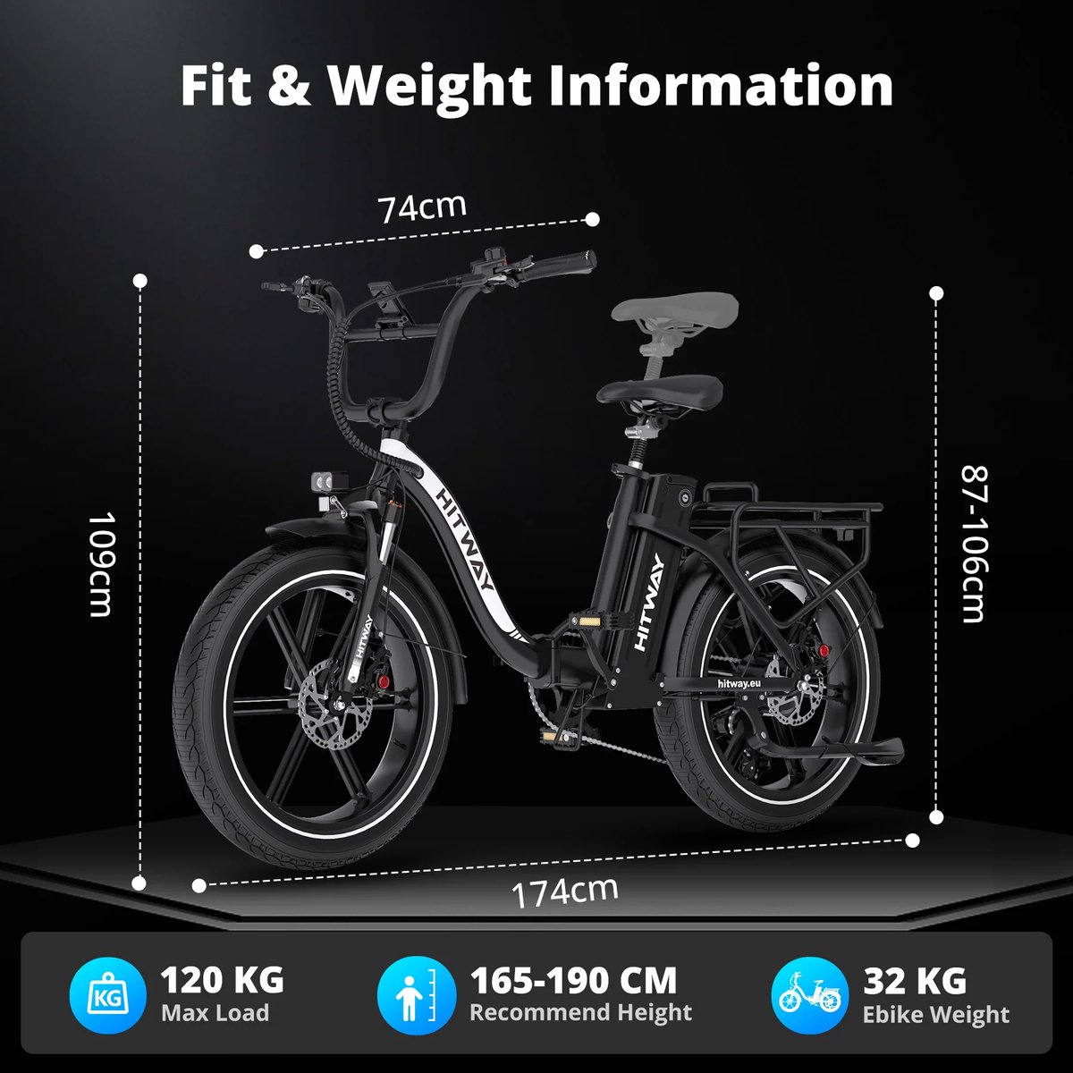 Hitway Elektrische Fiets BK6S Plus - 20*4.0 Inch Fat Tire City Commuter EBike met Afneembare 48V 25 Ah Lithium Batterij - Opvouwbaar Mountain E-Bike met 250W Motor - 7 Versnellingen - IP54 Waterdicht - afbeelding 3