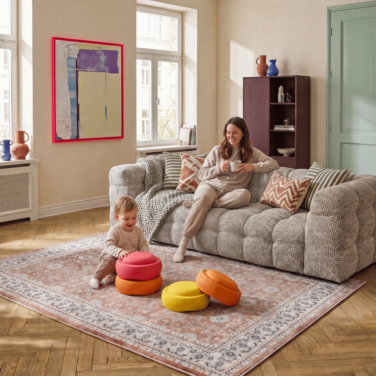 Wasbaar Vintage Vloerkleed Oranje/terracotta Matteo 240x340cm Mrcarpet