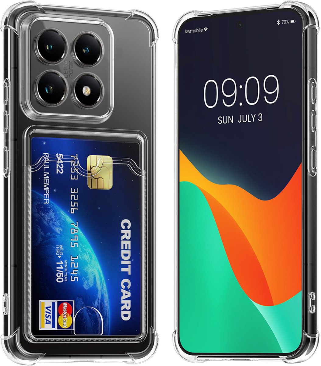kwmobile Hoesje met kaarthouder voor Xiaomi 14T Pro - telefoonhoesje met kaartsleuf - Soft Case - beschermhoesje in transparant